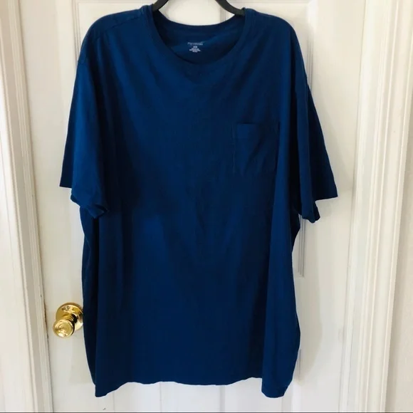 ROUND TREE & YORKE soft washed blue cotton pocket front men’s shirt size 2XB - Picture 1 of 5